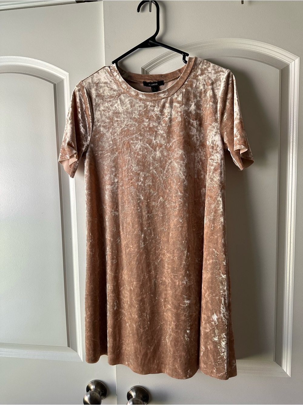 Velvet Short Sleeve Swing Dress - Dusty Rose